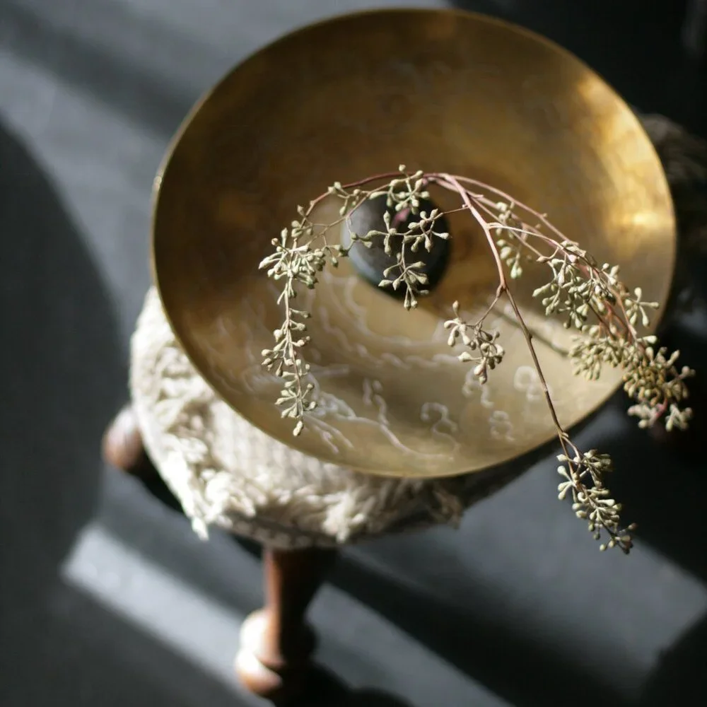 Vintage Brass Shallow Bowl Dish/10